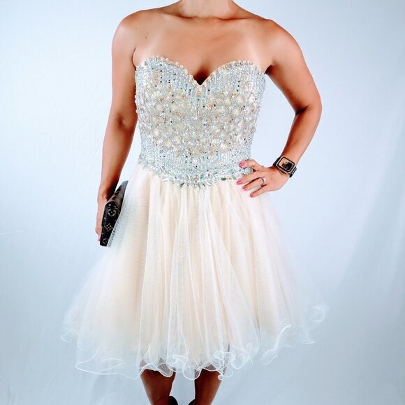 Terani Couture Jeweled Formal Strapless Dress $407 - Picture 1 of 9
